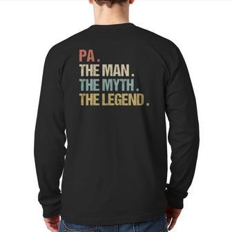 Pa The Man Myth Legend Father Dad Christmas Back Print Long Sleeve T-shirt | Mazezy