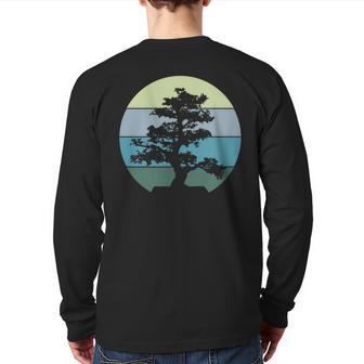 Pacific Ocean Beach Bonsai Tree Sun Retro Vintage Back Print Long Sleeve T-shirt - Monsterry AU