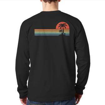 Palm Tree Retro Style Apparel Tropical Beach Island Stripes Back Print Long Sleeve T-shirt - Monsterry UK