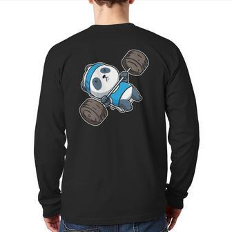 Panda Bear Gym Workout Training Bench Press Weightlifting Pullover Back Print Long Sleeve T-shirt | Mazezy
