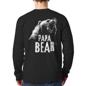 Papa Bear Best Dad Fathers Day Father Pop Back Print Long Sleeve T-shirt | Mazezy