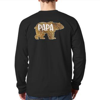 Papa Bear Cheetah Leopard Print Dad Father Premium Back Print Long Sleeve T-shirt | Mazezy