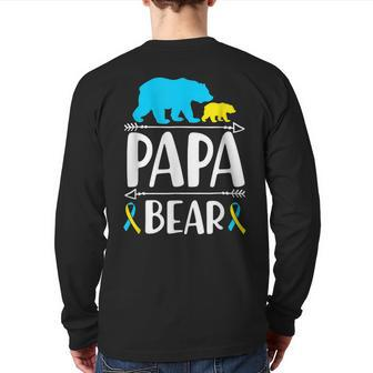 Papa Bear Down Syndrome Awareness Proud Dad Back Print Long Sleeve T-shirt | Mazezy