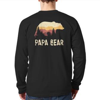 Papa Bear Father's Day Idea Fun Back Print Long Sleeve T-shirt | Mazezy