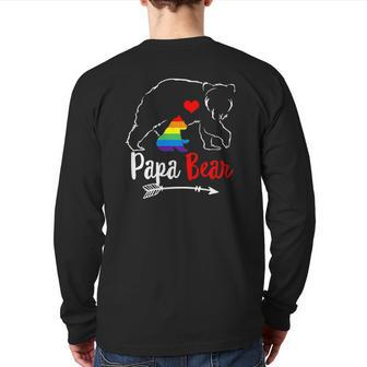 Papa Bear Proud Dad Daddy Ally Lgbtq Rainbow Flag Human Back Print Long Sleeve T-shirt | Mazezy