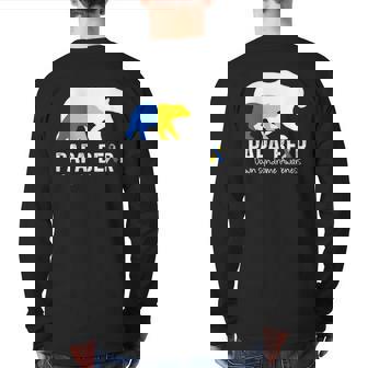 Papa Bear Support Down Syndrome Awareness Father's Day Back Print Long Sleeve T-shirt | Mazezy