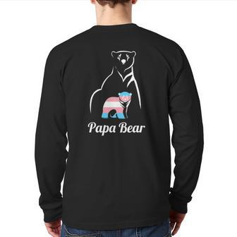 Papa Bear Transgender Dad Trans Child Lgbt Trans Pride Back Print Long Sleeve T-shirt | Mazezy