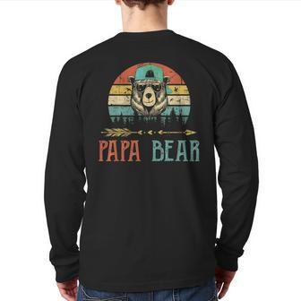 Papa Bear Vintage Daddy Wildling Father's Day Dad Back Print Long Sleeve T-shirt | Mazezy