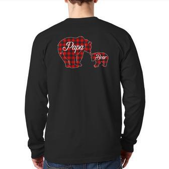 Papa Bear S Buffalo Plaid Christmas Back Print Long Sleeve T-shirt | Mazezy