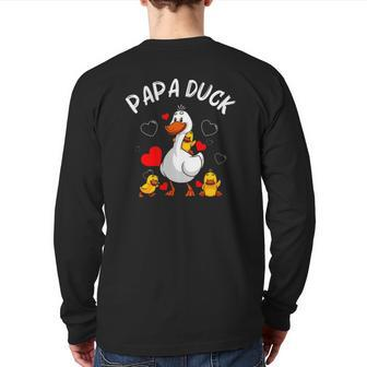Papa Duck Duck Lover For Men Dad Cool Hunters Back Print Long Sleeve T-shirt | Mazezy