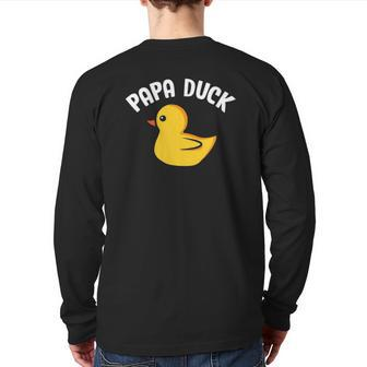 Papa Duck Duck Lover Duck Hunting Father's Day Back Print Long Sleeve T-shirt | Mazezy