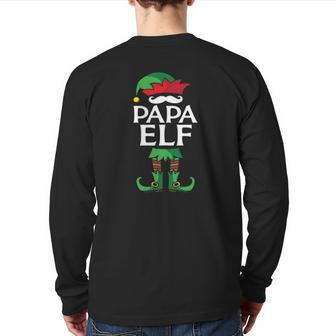 Papa Elf Costume Christmas Matching Family Back Print Long Sleeve T-shirt | Mazezy