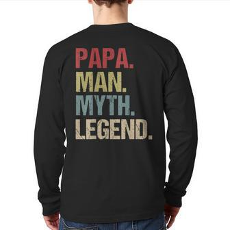 Papa Man Myth Legend For Men Dad Father Back Print Long Sleeve T-shirt | Mazezy