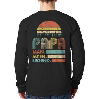 Papa Man Myth Legend Vintage For Mens Dad Father Back Print Long Sleeve T-shirt | Mazezy
