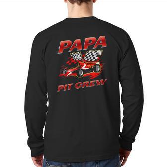 Papa Pit Crew Race Car Party Racing Family Back Print Long Sleeve T-shirt | Mazezy