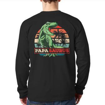 Papa Saurus T Rex Dinosaur Men Daddysaurus Family Matching Back Print Long Sleeve T-shirt | Mazezy