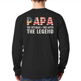 Papa The Veteran The Myth The Legend Back Print Long Sleeve T-shirt | Mazezy