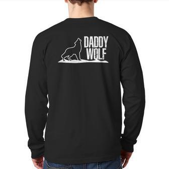Papa Wolf Daddy Father's Day Back Print Long Sleeve T-shirt | Mazezy