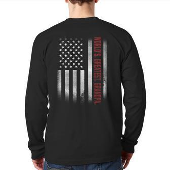 For Papa World's Greatest Grandpa American Flags Back Print Long Sleeve T-shirt | Mazezy CA