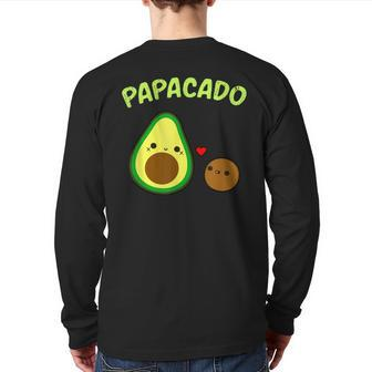 Papacado For New Dad Or Daddy Announcement Back Print Long Sleeve T-shirt | Mazezy
