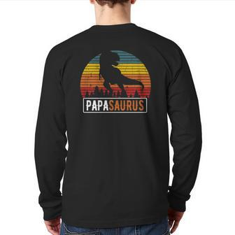 Papasaurus Dadrex Dinosaur Retro Father Family Back Print Long Sleeve T-shirt | Mazezy UK