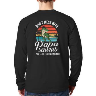 Papasaurus Rex Dinosaur Paparex Father's Day Dino Back Print Long Sleeve T-shirt | Mazezy