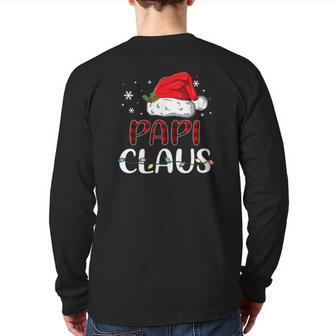 Papi Claus Christmas Santa Hat Buffalo Matching Family Back Print Long Sleeve T-shirt | Mazezy