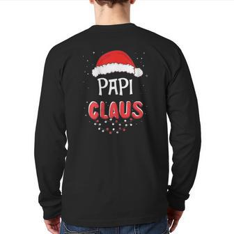 Papi Claus Christmas Santa Hat Family Matching Pajama Back Print Long Sleeve T-shirt | Mazezy UK