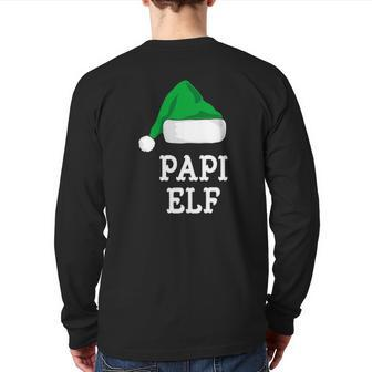 Papi Elf Christmas Matching Family Group Xmas Back Print Long Sleeve T-shirt | Mazezy
