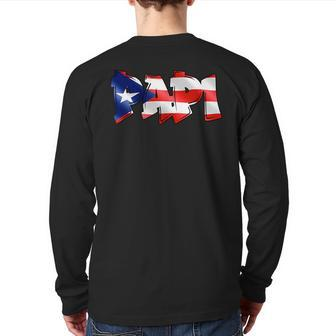 Papi Puerto Rican Flag Pr Pride Father Dad Boricua Back Print Long Sleeve T-shirt | Mazezy