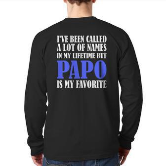 Papo Grandpa Names Grandfather Fathers Day Back Print Long Sleeve T-shirt | Mazezy