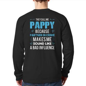 Pappy Grandpa Fathers Day Back Print Long Sleeve T-shirt | Mazezy