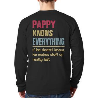 Pappy Know Everything Grandpa Back Print Long Sleeve T-shirt | Mazezy