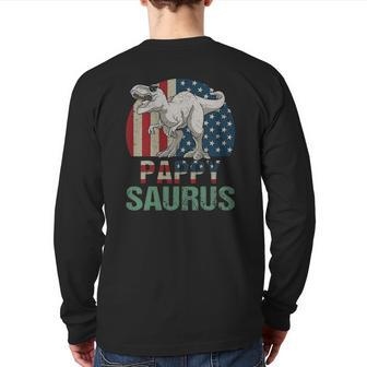 Pappysaurus Dinosaur Pappy Saurus Father's Day 4Th Of July Back Print Long Sleeve T-shirt | Mazezy
