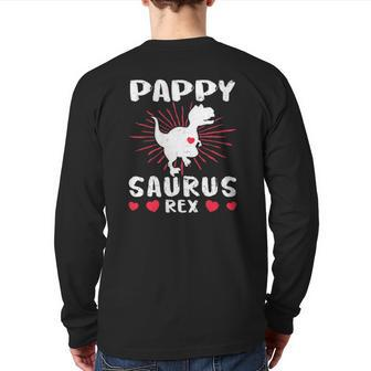 Pappysaurus Pappy Saurus Rex Dinosaur Heart Love Back Print Long Sleeve T-shirt | Mazezy