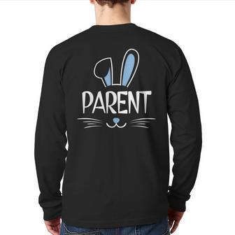Parent Bunny Rabbit Face Family Group Easter Father Day Back Print Long Sleeve T-shirt | Mazezy