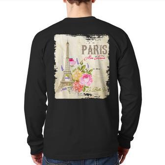 Paris Mon Amour Eiffel Tower Love Paris French Souvenir Back Print Long Sleeve T-shirt - Monsterry