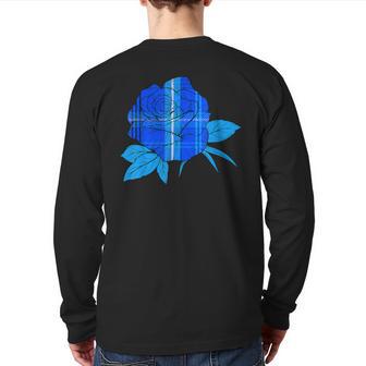 Pastel Classic Royal Blue And Teal Plaid Back Print Long Sleeve T-shirt - Monsterry