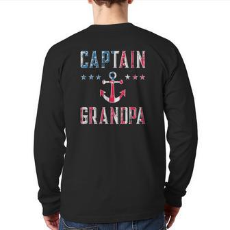 Patriotic Captain Grandpa American Flag Boating 4Th Of July Back Print Long Sleeve T-shirt | Mazezy CA