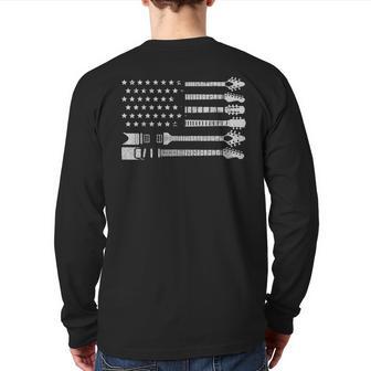 Patriotic Guitar Player American Flag Guitarist Vintage Back Print Long Sleeve T-shirt - Monsterry DE