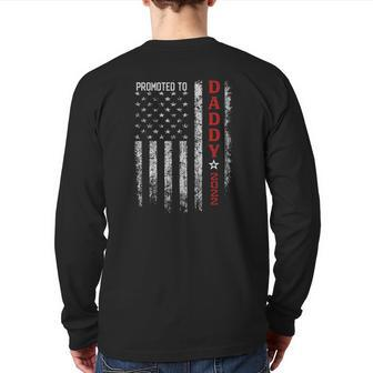 Patriotic Mens Promoted To Daddy Est 2022 First Time Dad Back Print Long Sleeve T-shirt | Mazezy