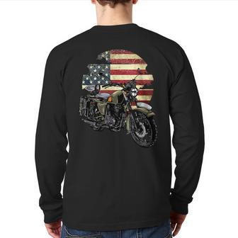 Patriotic Motorcycle Vintage American Us Flag Biker Back Print Long Sleeve T-shirt - Monsterry AU