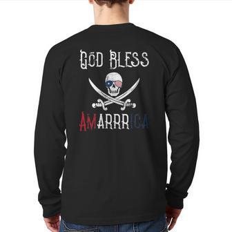 Patriotic Pirate Saying God Bless America Arrr Back Print Long Sleeve T-shirt | Mazezy
