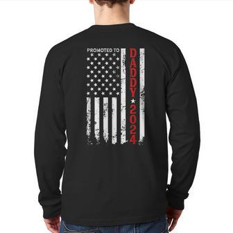 Patriotic Promoted To Daddy Est 2024 First Time Dad Back Print Long Sleeve T-shirt | Mazezy