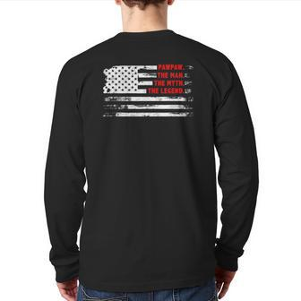 Pawpaw The Man Myth Legend American Usa Flag Father’S Day Back Print Long Sleeve T-shirt | Mazezy