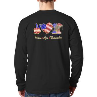 Peace Love Remember Veteran America Back Print Long Sleeve T-shirt | Mazezy