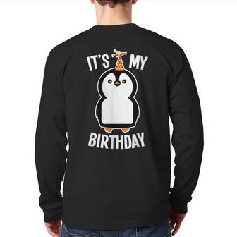 Penguin Birthday It's My Birthday Back Print Long Sleeve T-shirt - Monsterry
