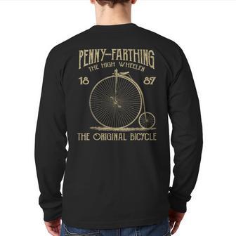 Penny Farthing Bike Retro Vintage Bicycle Back Print Long Sleeve T-shirt - Monsterry AU