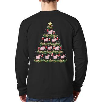 Pigs Christmas Tree Pigs Xmas Ornaments Back Print Long Sleeve T-shirt - Monsterry