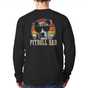 Pitbull Dad Vintage Sunglasses Dog Owner Back Print Long Sleeve T-shirt | Mazezy